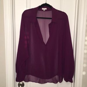 Bisou Bisou Sheer Long Sleeve Blouse size: XL